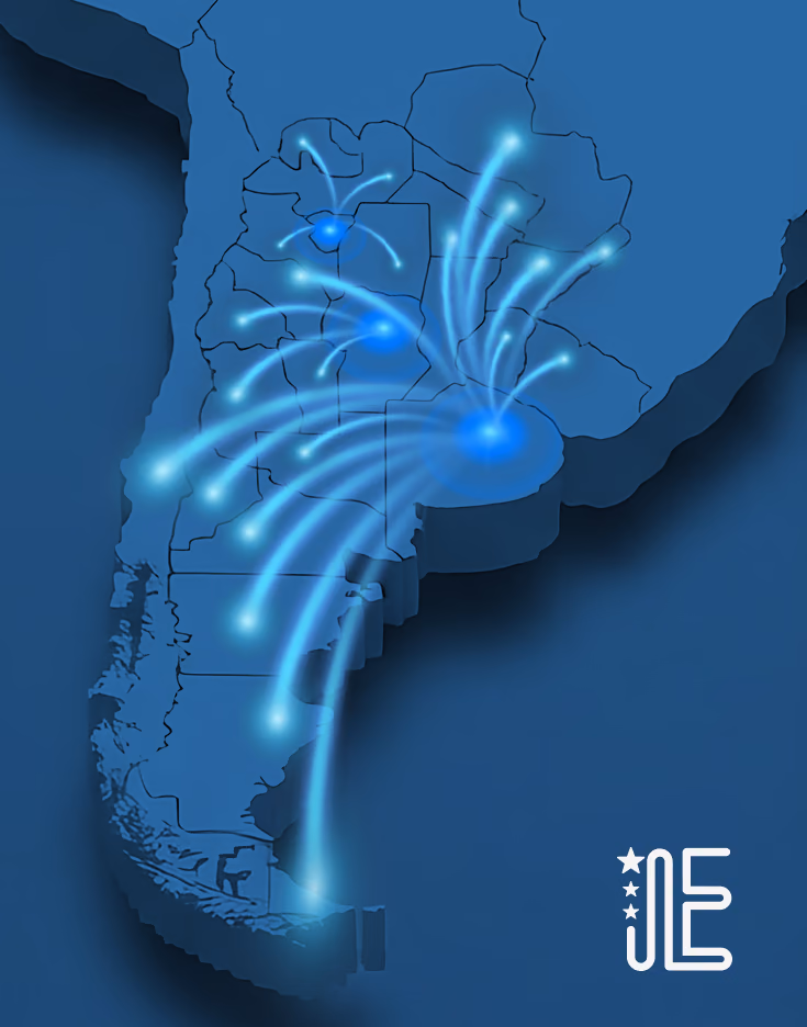Mapa de Argentina con las rutas de distribución desde los centros de Expoyer